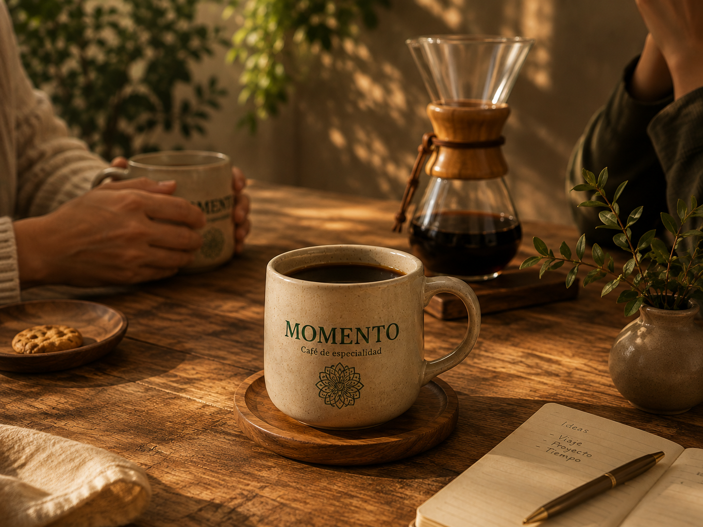 Dos personas compartiendo un café Momento